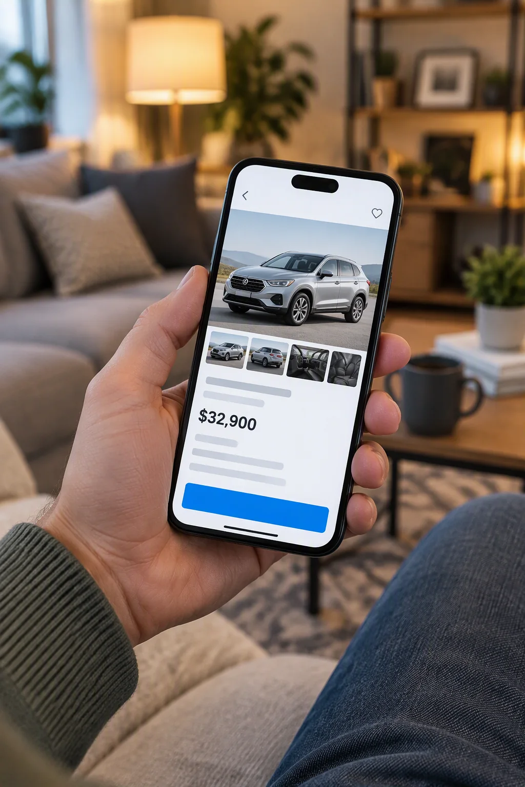 A car listing open on a phone, ready to send
